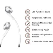 JBL T205 Wired Earbud Headphone White Chrome