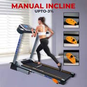Foldable Motorized Treadmill, 2 HP DC Motor (4 HP Peak), 100kg Capacity, 0.8–14 KM/H, 3-Level Manual Incline, 5