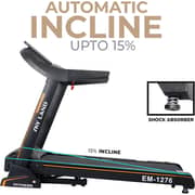 Foldable Treadmill 5.5 HP Peak Motor | Auto Incline, Bluetooth Speaker, LED Display | 130 KG Capacity Running Machine for Home EM-1276 (Black)
