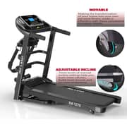 Treadmill With 4Hp Peak Motor | Compact Foldable Running Machine For Home With 3 Level manual incline, Treadmill With Massager Em-1279