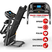 Treadmill With 4Hp Peak Motor | Compact Foldable Running Machine For Home With 3 Level manual incline, Treadmill With Massager Em-1279