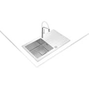 TEKA Inset Glass Sink With One Bowl And One Drainer Diamond Rs15 White