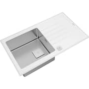 TEKA Inset Glass Sink With One Bowl And One Drainer Diamond Rs15 White