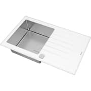 TEKA Inset Glass Sink With One Bowl And One Drainer Diamond Rs15 White