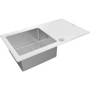 TEKA Inset Glass Sink With One Bowl And One Drainer Diamond Rs15 White