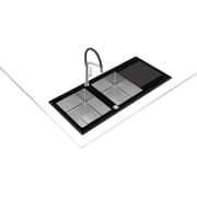 TEKA Glass Inset Sink Two Bowls & Drainer - Diamond RS15 Black