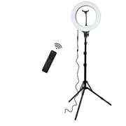 Promage LED Selfie Ring Light with Remote and Cell Phone Holder 12″ White