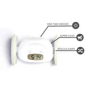 Clocky alarm clock on wheels - White