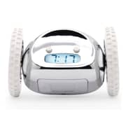 Clocky alarm clock on wheels - Chrome