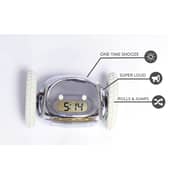 Clocky alarm clock on wheels - Chrome