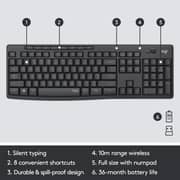 Logitech MK295 Wireless Keyboard + Mouse Combo Black English/Arabic