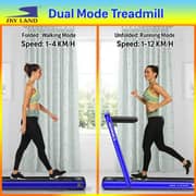 2-in-1 Walking Pad & Foldable Treadmill, 2.25 HP Motor, Auto Speed, Bluetooth Speaker, LED Display, Compact Home & Office Running Machine EM-1282-B