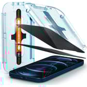 واقي شاشة جلاستر اي زد فيت من سبايجن [عبوة من قطعتين] مصمم لهاتف iPhone12/12 برو (6.1 انش) من الزجاج المقسى الفاخر