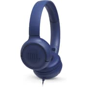 JBL T500- Wired On-Ear Headphones- Blue