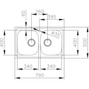TEKA Spacious Dual‑Bowl Inset Sink with Overflow - Universe 80 T‑Xp 2B