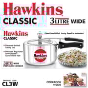 Hawkins Classic Aluminium Pressure Cooker, 3 Litres Wide Body, Silver