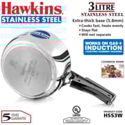Hawkins Stainless Steel Induction Compatible Base Pressure Cooker, 3 Litres, Silver