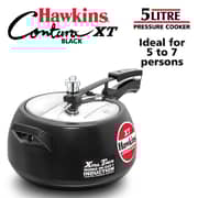 Hawkins Contura Aluminium Hard Anodized Induction Compatible Extra Thick Base Pressure Cooker, 5 Litres, Black