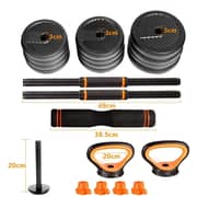 Adjustable Dumbbells Set 20kg, Multifunctional Weights Dumbbell & Kettlebell & Barbell Set & Push Up Stand Multi Modes Set for Home Gym Office Exercise and Strength Training