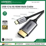 Ugreen USB Type-C to HDMI Cable 1.5m Grey Black