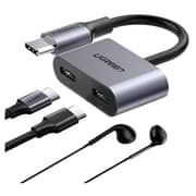 Ugreen 2-in-1 USB Type C Headphone & Charge Adapter Silver