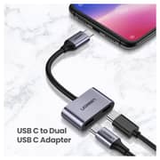 Ugreen 2-in-1 USB Type C Headphone & Charge Adapter Silver