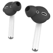 AhaStyle Silicone Earbuds Covers Case for Apple AirPods 1&2 and EarPods Storage Hook Pouch (3 Pairs Small, Black)