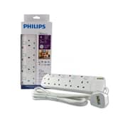 Philips SPN2942WA56 4 Way Switch 2 Meter UK Plug Extension Socket White