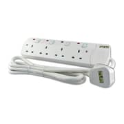 Philips SPN2942WA56 4 Way Switch 2 Meter UK Plug Extension Socket White