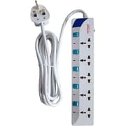 Stargold Overload Protector Electric Charging Lead 5 AC Output 3mtr Power Cable White