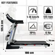 Foldable Treadmill | 5.5 HP Peak DC Motor, Built-in Massager & Bluetooth Speaker, Automatic 18% Incline | Home & Office Running Machine EM-1272
