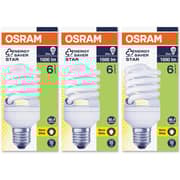 Osram Duluxstar Mini Twist Compact fluorescent integrated, Spiral Shape 23 Watt Screw - Base- E27, 1600 lm (Pack of 3) -Warm White