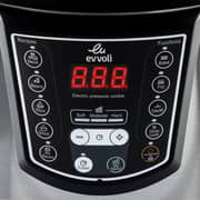 evvoli 9-in-1 Multi-Use Programmable Pressure Cooker 6L Digital LED Display 1000W Black/Silver - EVKA-PC6009B