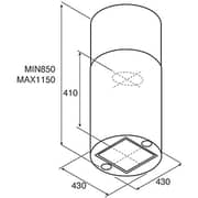 Baumatic BMECH43ISS 43cm Cylinder pipe island Hood