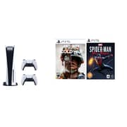 Sony PlayStation 5 Disc Console White With extra controller and Games (Spiderman miles and morals + Call Of Duty Cold War)