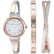 Anne Klein Women's Ak/2245Rtst Swarovski Crystal Accented Rose Gold-Tone And Silver-Tone Bangle Watch And Bracelet Set