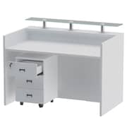 Mahmayi Harrera R06-14 Modern Reception Desk with Lockable 3 Drawer Filing Cabinet - White