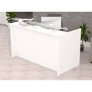 Mahmayi Harrera R06-14 Modern Reception Desk with Lockable 3 Drawer Filing Cabinet - White