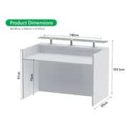 Mahmayi Harrera R06-14 Modern Reception Desk with Lockable 3 Drawer Filing Cabinet - White
