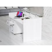 Mahmayi Harrera R06-14 Modern Reception Desk with Lockable 3 Drawer Filing Cabinet - White