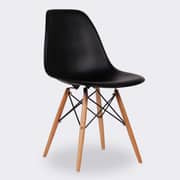 Mahmayi Eames Style DSW Dining Chair- Solid Wood Legs, ABS Plastic Seat, Eiffel Tower Leg Structure, Durable & Lightweight- Perfect Blend of Style and Comfort for Modern Dining Spaces- Set of 2, Black