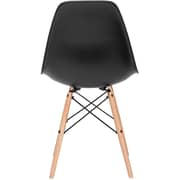 Mahmayi Eames Style DSW Dining Chair- Solid Wood Legs, ABS Plastic Seat, Eiffel Tower Leg Structure, Durable & Lightweight- Perfect Blend of Style and Comfort for Modern Dining Spaces- Set of 2, Black