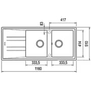TEKA Inset Tegranite Sink Two Bowls + Drainer - Stone 80 B-Tg 2B 1D