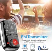 Promate Wireless FM Transmitter, In-Car Bluetooth V4.2 FM Transmitter Car Kit with Smart LED Display SmarTune-3