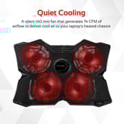 Promate Ergonomic Laptop Cooling Pad With Silent Fan Black