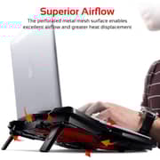 Promate Ergonomic Laptop Cooling Pad With Silent Fan Black