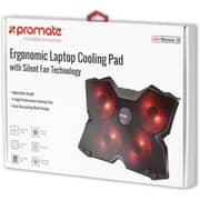 Promate Ergonomic Laptop Cooling Pad With Silent Fan Black