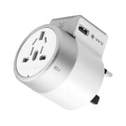 Promate Universal Travel Adapter, All-In-One International Twist Design Power Adapter Twist White