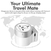 Promate Universal Travel Adapter, All-In-One International Twist Design Power Adapter Twist White