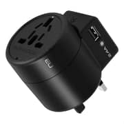 Promate Universal Travel Adapter, All-In-One International Twist Design Power Adapter Twist Black